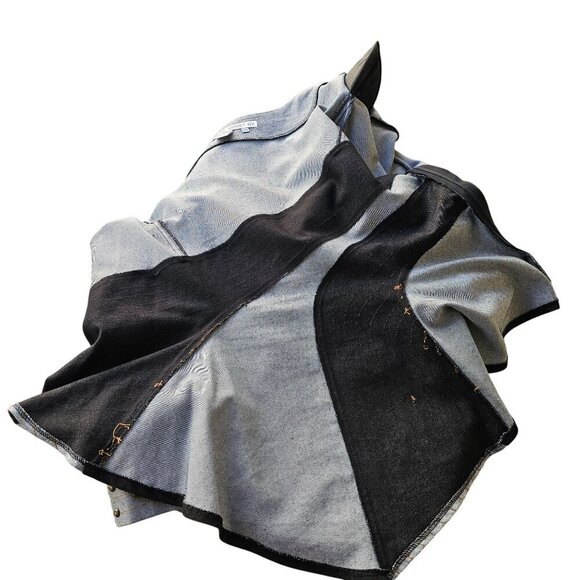 Devine Sport NY Asymmetric Denim Tunic Top Sz 22W Flare Hem Long Slv Boat Neck - Picture 15 of 15